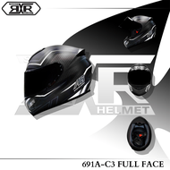 RXR 691A-C3 Full Face With ICC Single Visor Black Lens Premium Design (3 Variant)