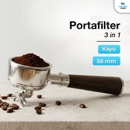 INOVSSTR Non-Pressurized Portafilter E61 Stainless Steel 58mm Wood - CHA304