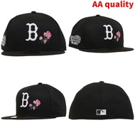 AA Quality New Era Boston Red Sox 59FIFTY Black Baseball Cap, Fitted Cap with Rose Embroidery, Sun P