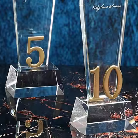 Customized Metal Digital Anniversary Trophy, Crystal Trophy, Company Annual Meeting Award Carving An