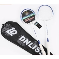 Badminton Racket 2-Piece Set with Badminton Wrapped Iron Alloy Racket Beginner Play-Resistant Badminton Racket
