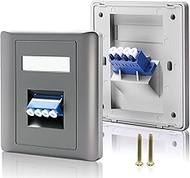 Duttek LC Fiber Wall Plate, Single/Duplex LC Coupler Panel for Optical Fiber Termination, Wall Mount