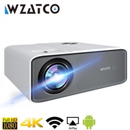 WZATCO โปรเจ็คเตอร์ LED C5A 4K แอนดรอยด์อัจฉริยะ WIFI 1920*1080P Proyector โฮมเธียเตอร์3D มีเดียเครื่องเล่นวิดีโอ6D เกมคีย์สโตน