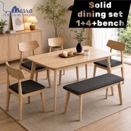 (SIAP PASANG)MESRA -  Meja Makan/ Solid Dining Set 1+4+Bench / Ready Stock + Fast shipping / 1+6 / 1