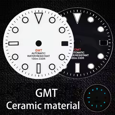 nh34 dial， Cadran de montre GMT sans Logo, 28.5mm Glossy dial,Watch accessories，Watch dial，adapté au