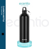 ecentio Botol Minum 1000ml aluminium Sports Water Bottle Bpa Free Tumbler Botol Minum Olahraga Hitam