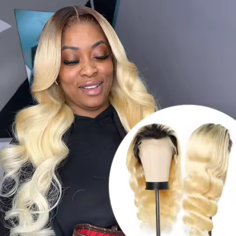 1B 613 Lace Front Wig 13x6 Ombre Blonde Human Hair Wig Dark Roots Body Wave Lace Frontal Wig Pre Plu