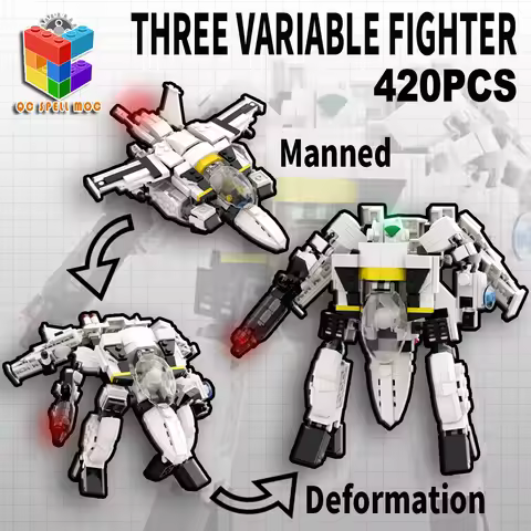 MOC Macross Space Military Variable Triple Fighter Mecha Technical Building Blocks Soldiers Figures 