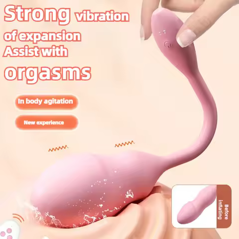 Inflatable Big Vibrating Egg with Remote Control G-Spot Stimulator Plug Anal Soft Silicone Connected