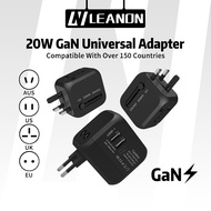 LEANON Universal Travel Adapter With USB+Type C 20W~70W Fast Charging Plug Adaptor For Global Charge