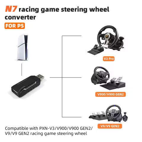 P5 racing steering wheel receiver, N7 racing game steering wheel Dongl, supports PXN-V3/V9 steering 