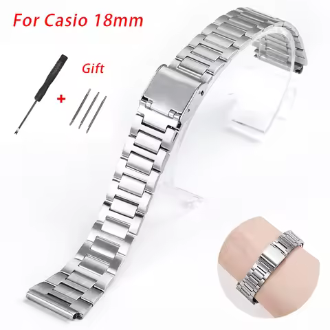 18mm Stainless Steel Wrist Band for Casio F-91W F105/108 A158 A168 AE1200 AE1300 Metal Strap Univers