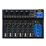 BOMGE F7 Bluetooth Portable Audio Mixer w/USB DJ Sound Mixing Console MP3 Jack 48V Power for Compute