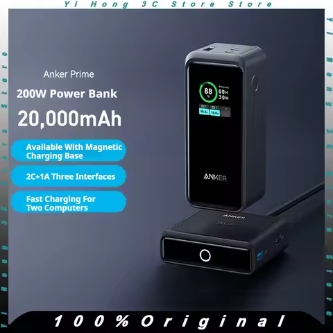 Anker Prime 20000mAh Power Bank 200W PD Fast Charge Portable External Battery Mobile PowerBank For i