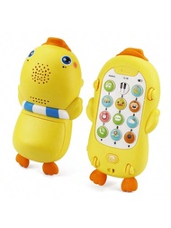 36個月+嬰兒手機玩具卡通小鴨投影多語言早期教育學習機器玩具