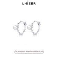 Lnieer | Sterling Silver Pearl Ear Hoop Earring