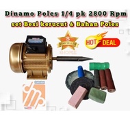 Paket Dinamo Poles 1/4 pk 2800 Rpm Set Besi Kerucut & Bahan Poles