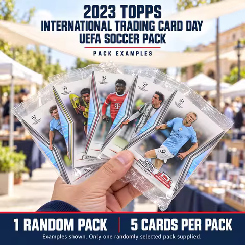 2023 Topps International Trading Card Day UEFA Soccer Pack, 1 Random Pack, 5 Cards Per Pack, Soccer 