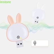 INSTORE Bunny Led Night Light, Creative Smart Wall Light, Intelligent Voice Portable Mini USB Plug-in Small Book Lamps Student Study