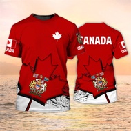 Canada T Shirts Canadian Flag Emblem Maple Leaf 3D Print T-shirt Streetwear Fashion Oversized Boys G