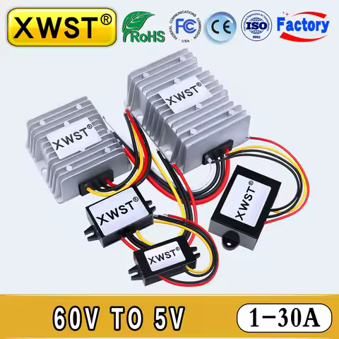 XWST DC to DC 20-75V to 5V 60V to 5V Converter 1-30A Step Down Transformer Voltage Regulator Buck to