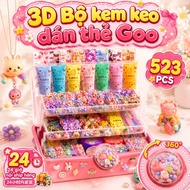 Guka Sticker Set Pink Set Cream Glue DIY Keychain Set Materials Kit Pack for Kids Girls Large Gift B