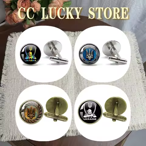 Ukrainian flag 16MM Glass Cabochon Cufflink Ukrainian flag Jewelry Cufflink Souvenir Accessories Jew