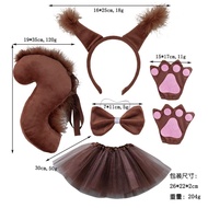 Animal Performance Costume Three Little Squirrel Headband Tail Set Japanese Performance Costume#动物演出