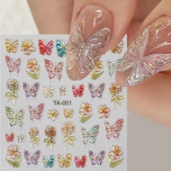 5D Butterfly Nail Stickers Kawaii Aurora Butterfly Nail Art Charms Decoration Decals Adhesive Slider