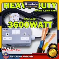 13amp/15amp Metal Clad Heavy Duty Switch Socket Extension Trailing Socket Metal Socket Extension Plu