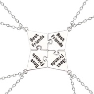 Best Friend 4 Piece Set Pendant Necklace Bff Friendship Letter Good Necklace Men's Women's Choker Je