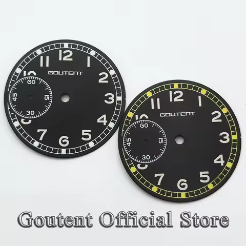 Goutent 37mm black dial green luminous is suitable for ETA 6497 Movement.