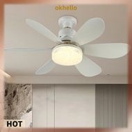 [Okhello.sg] 2 In 1 Ceiling Fans with LED Lights 6 Blades 3 Gear Adjustable for Garage Office