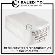 Maxee Quarter Fold Tissue/Table Napkin White 4 Fold 350 sheets