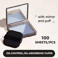 AngelaBaby~Facial Oil-Control Paper – With Mirror & Powder Puff for Refreshing Touch-Ups
