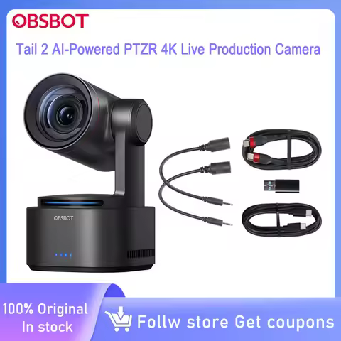 OBSBOT Tail 2 AI-Powered PTZR 4K Live Production Camera 4K@60fps & 1080P@120fps,Pro AI Tracking,1/1.