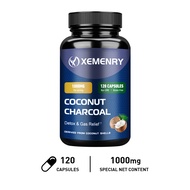 Xemenry Activated Coconut Charcoal 1000MG บรรเทาอาการท้องอืดและแก๊ส ดีท็อกซ์จากธรรมชาติ 120 แคปซูล