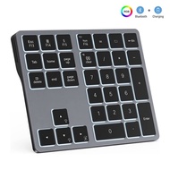 RGB Backlit Bluetooth numeric keypad Backlit Numeric Keypad Wireless Bluetooth for Tablet notebook MacBook iPad PC 34 Keys Rechargeable Digital Number keyboard for Accounting IOS