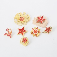 Russian Sickle Hammer Hat Badge Russian Double-Headed Eagle Badge Retro Russian Medal Accessories FR