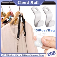 100Pcs Plastic Hanger Connector Hook Hanger Buckle Hanger Clips Hangers Space Saver Hangers Clothes 