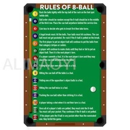 SaNavie 8 Ball Billiard Rules 8 Ball Billiards Pool Table Room Decoration Metal Tin Sign Wall Sign H
