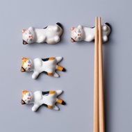 精致日系貓咪陶瓷筷托日式可愛創意家用小托筷架托勺托筷枕筷子架