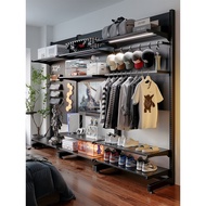 Wardrobe Black/White Simple Wardrobe Shelving Metal Iron Open Wardrobe