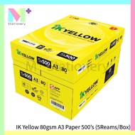 IK Yellow A3 Copier Paper 80gsm 500's (1 Box 5 Ream)(500 sheets/ream) / A3 Paper / Kertas A3 80gsm