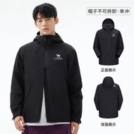 駱駝CAMEL男裝單層衝鋒衣正品外套夾克戶外三防登山服新-幻影黑（平行進口）