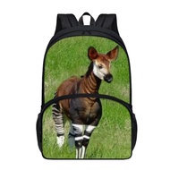 AmzPrint Okapi Deer Backpack Girls Cute School Bag Black Bookbag For Kids Boys Kindergarten Preschoo