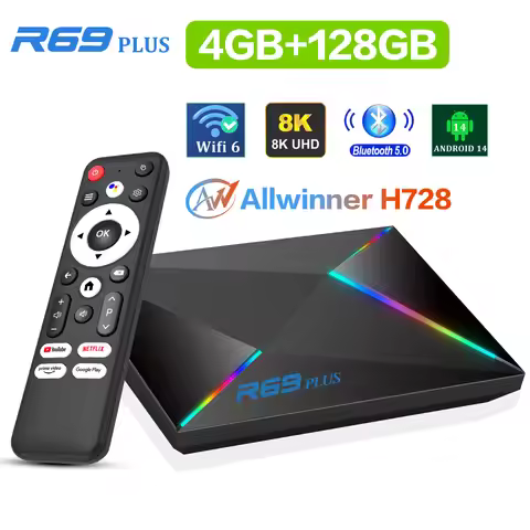New Android 14 Global Version TV BOX R69PLUS Allwinner H728 Octa Core BT5.0 Ultra HD 4K8K Wifi 6 Ram