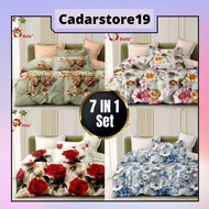 HOT SELLING Cadar 7D siap comforter  7in1 set bedsheet with comforter 1200 tc floral