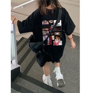 New Korean Style  Printed Oversize Short Sleeve Loose Tshirt Woman Loose Basic Tees Baju Perempuan L