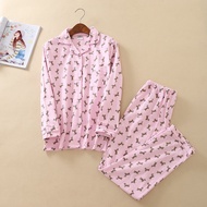 Autumn Winter Women's Pajama Set Dachshund Teckel Two Pieces Brushed Cotton Long Sleeve Full Length Pants Elastic Waist 9903